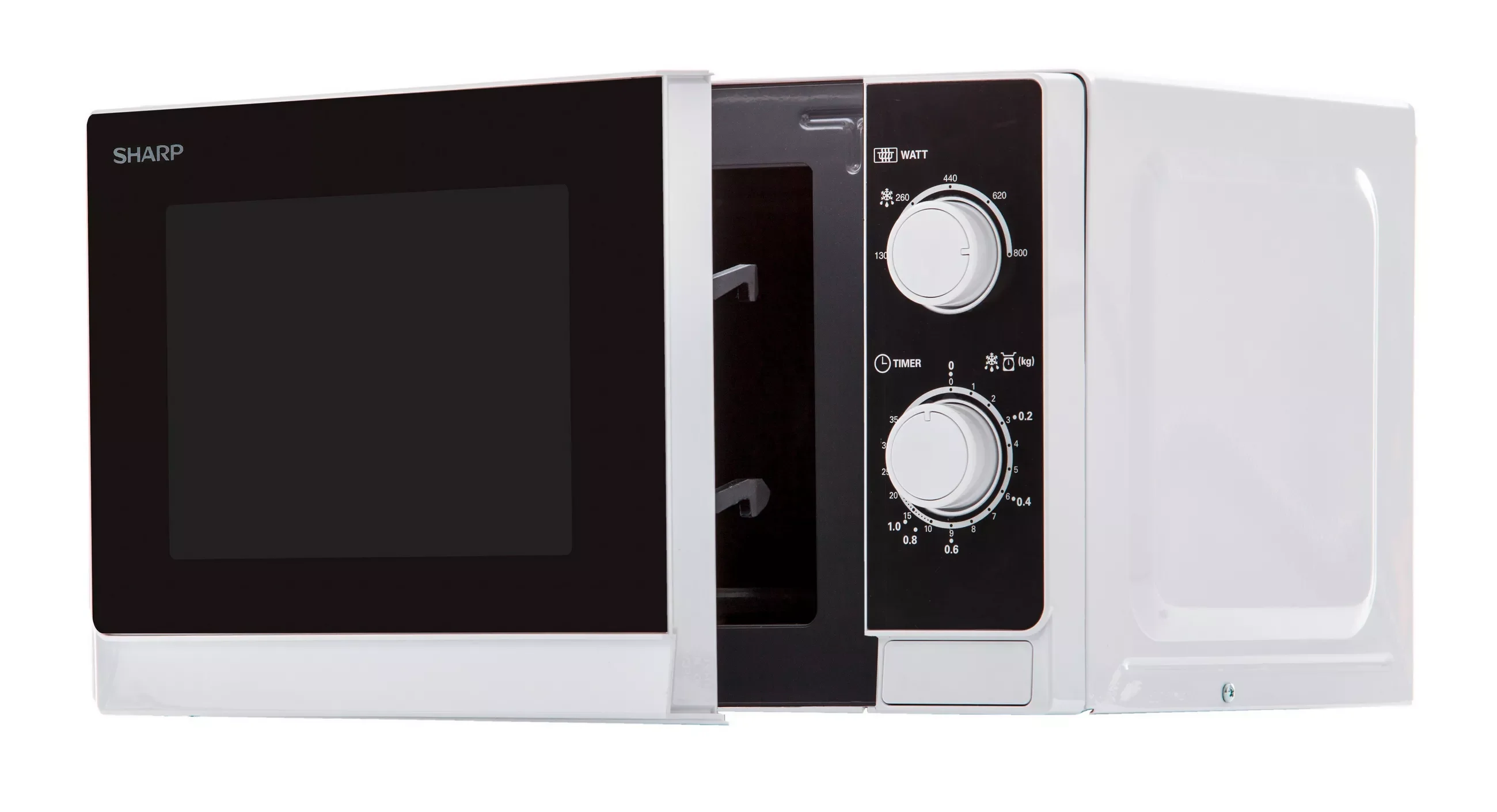 Микроволновая печь Sharp R-2000RW белый, 20 л, 800 Вт, переключатели - поворотный механизм