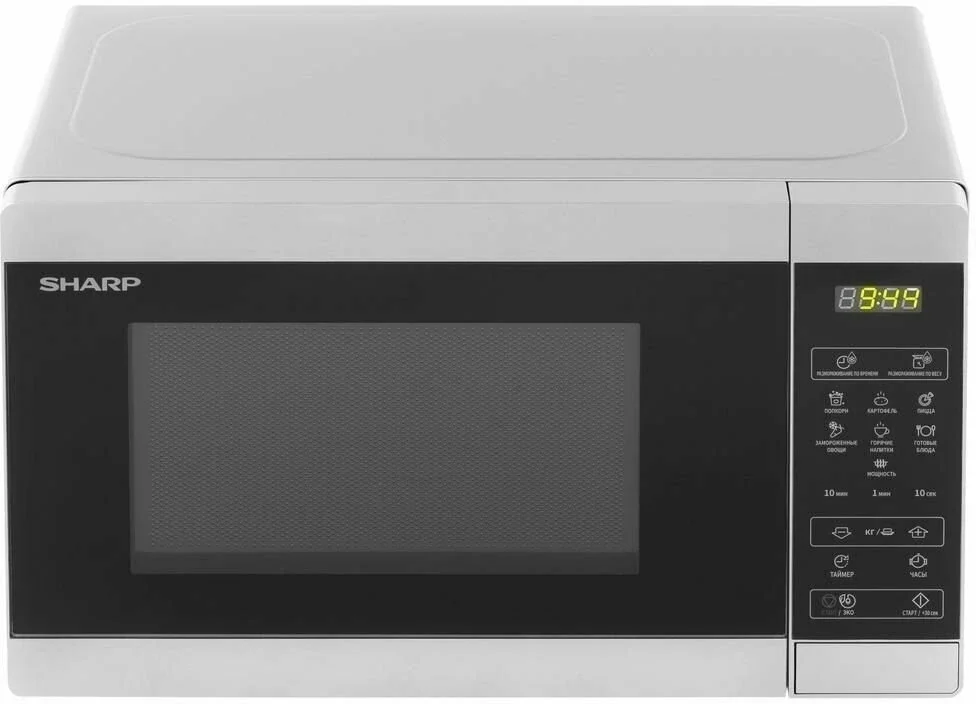 Микроволновая печь Sharp R-2800RSL серебристый, 20 л, 800 Вт, переключатели - сенсор