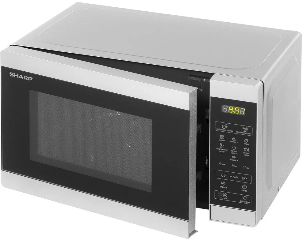 Микроволновая печь Sharp R-2800RSL серебристый, 20 л, 800 Вт, переключатели - сенсор