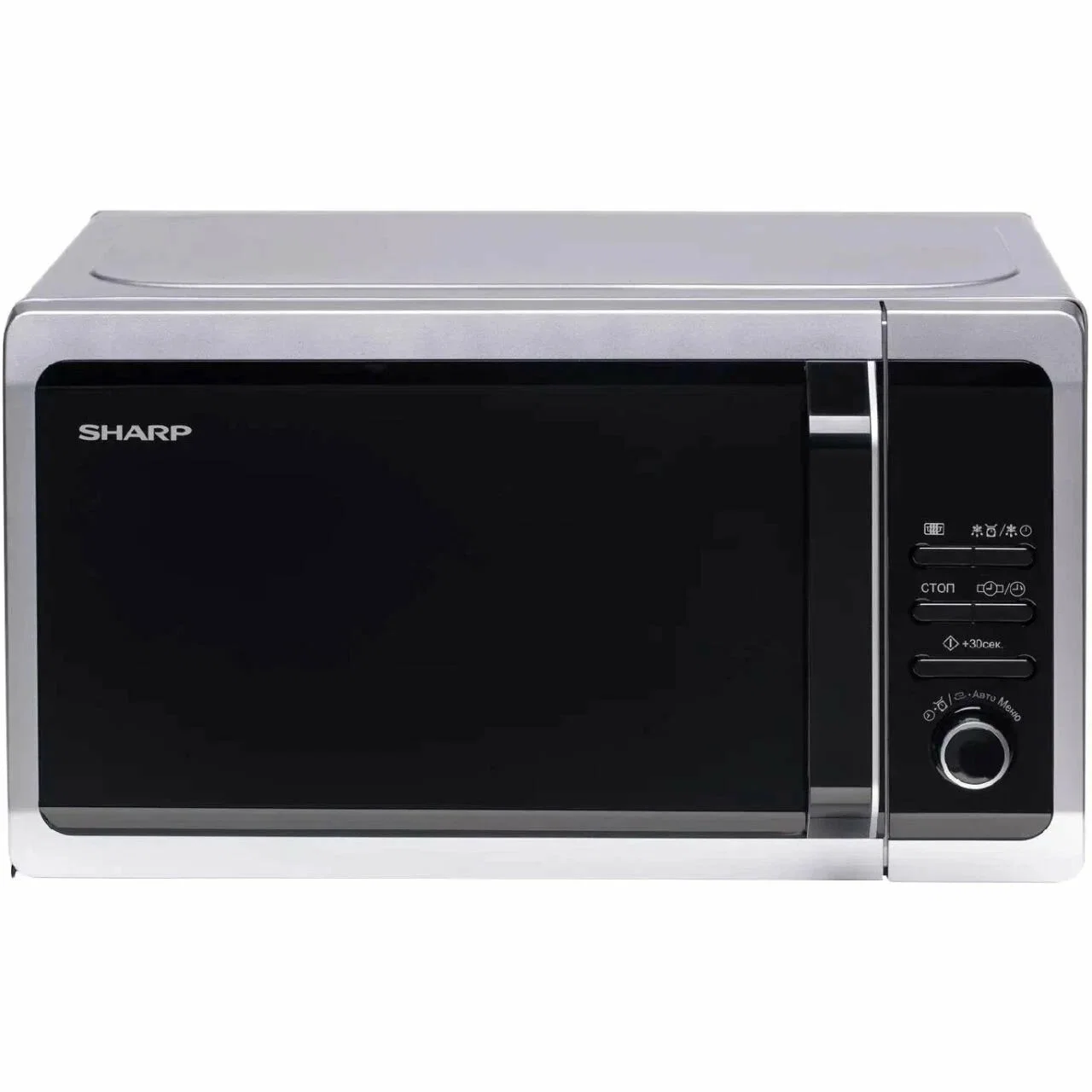 Микроволновая печь Sharp R-2852RSL серебристый, 20 л, 800 Вт, переключатели - кнопки, поворотный механизм