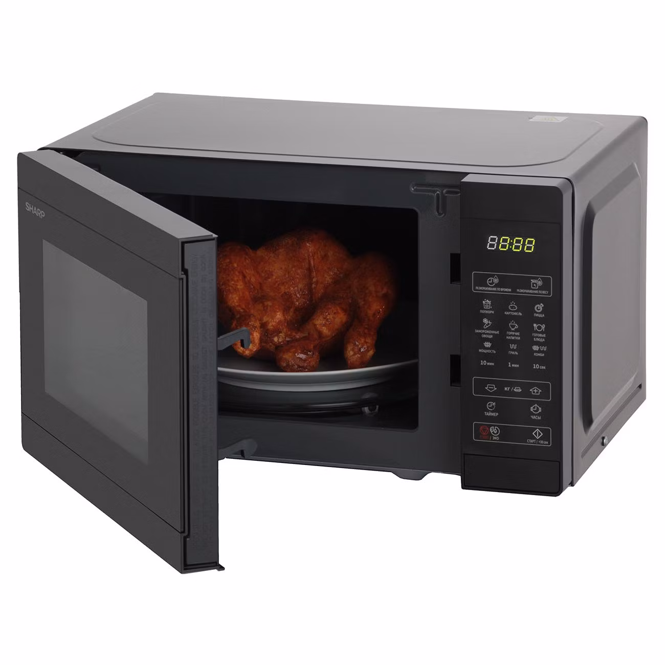Микроволновая печь Sharp R-6800RK черный, 20 л, 800 Вт, переключатели - сенсор