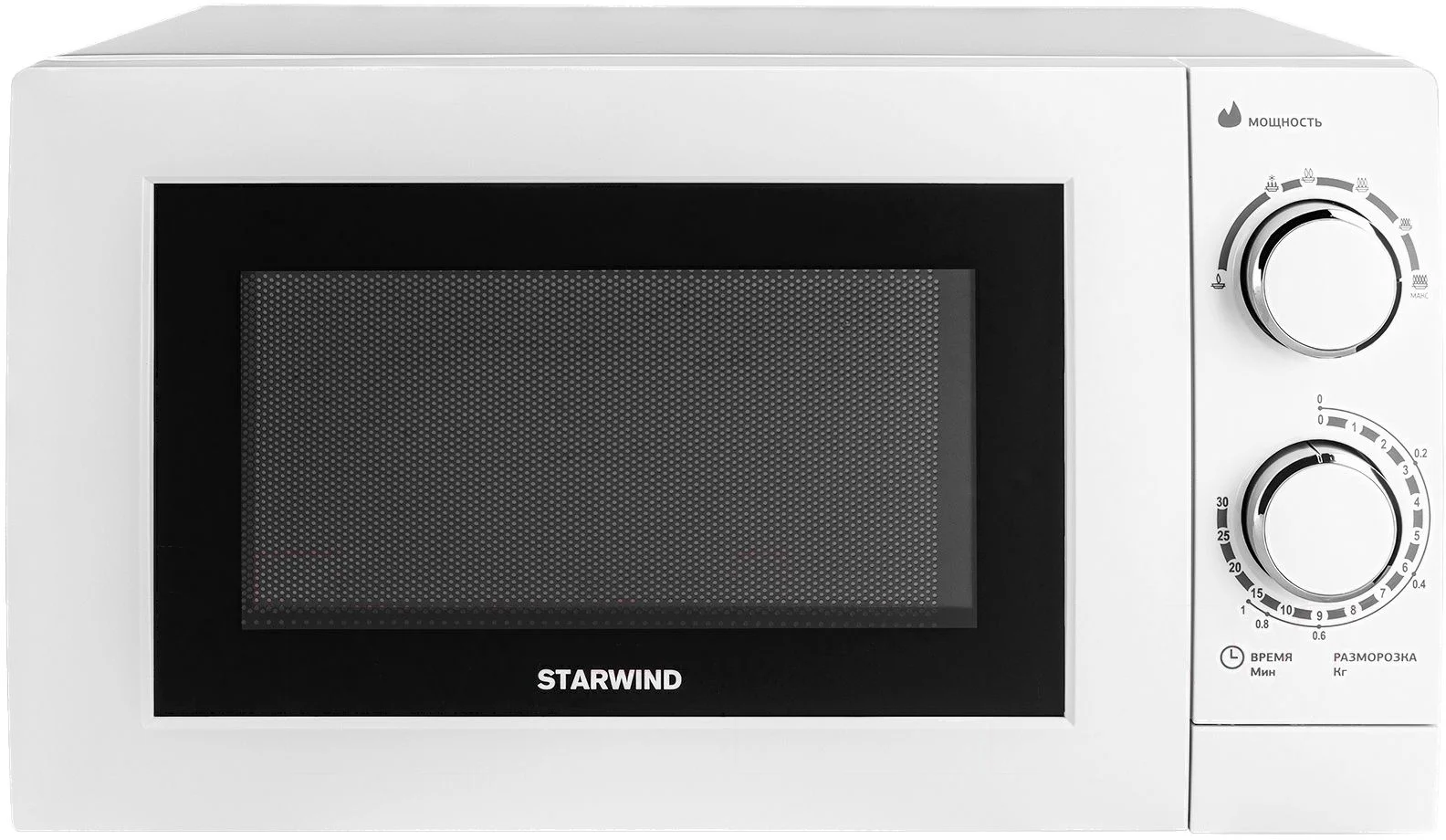 Микроволновая печь Starwind SMW3820 белый, 20 л, 700 Вт, переключатели - поворотный механизм