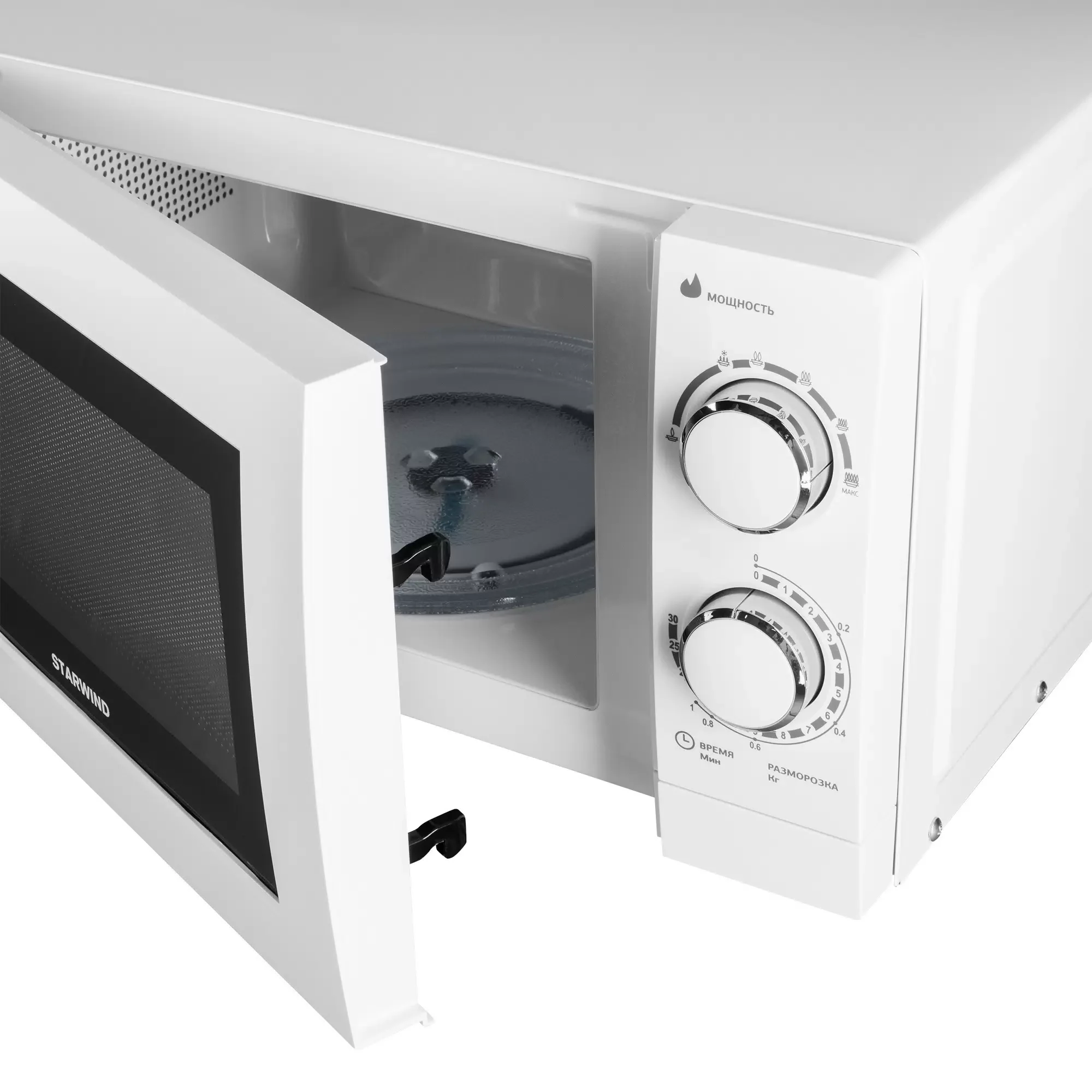Микроволновая печь Starwind SMW3820 белый, 20 л, 700 Вт, переключатели - поворотный механизм