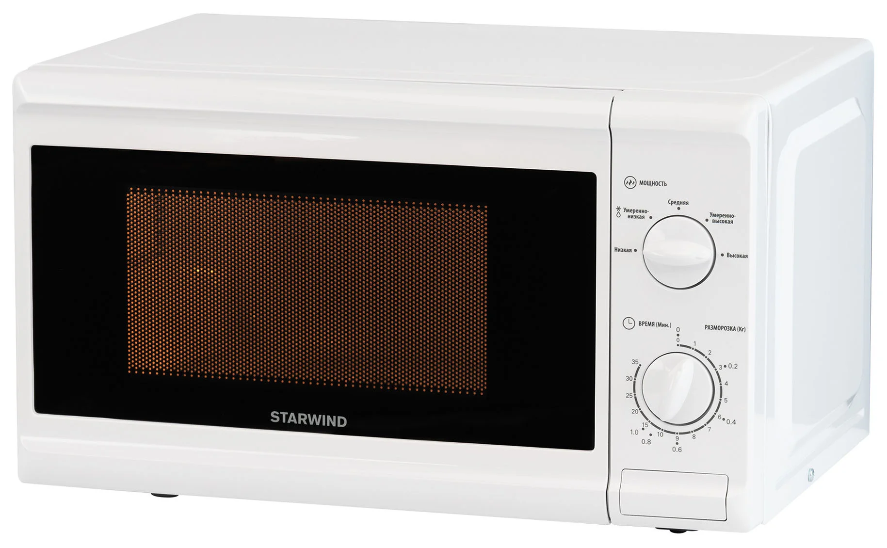 Микроволновая печь Starwind SWM5920 белый, 20 л, 700 Вт, переключатели - поворотный механизм