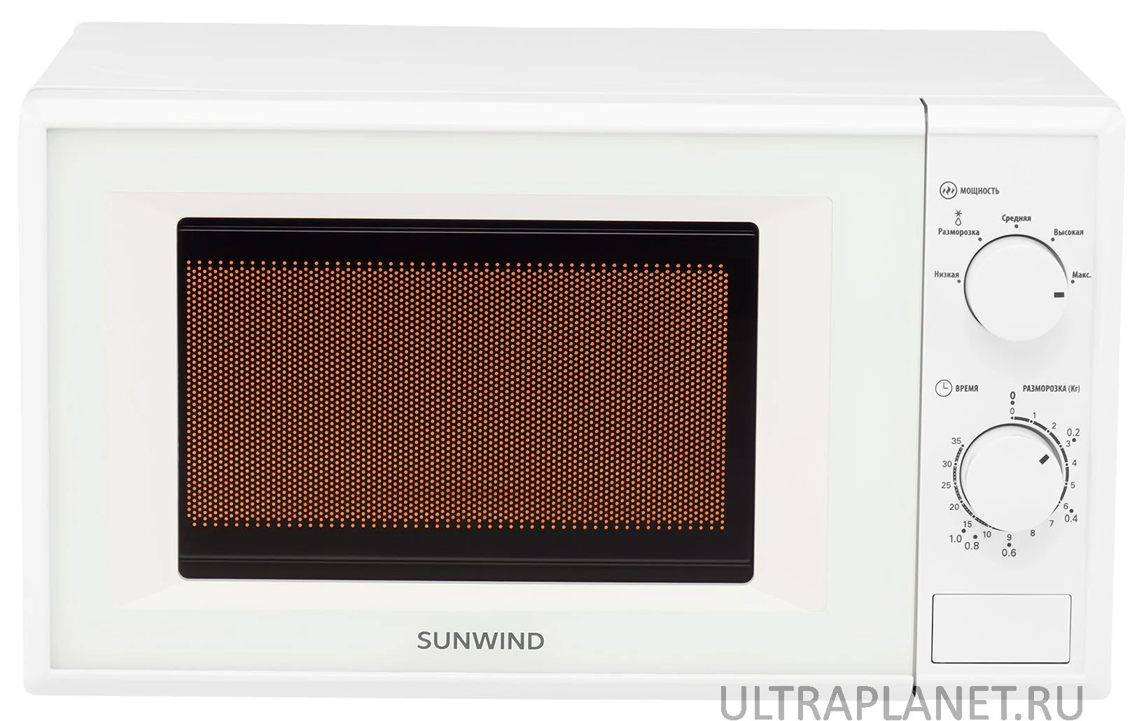 Микроволновая печь SunWind SUN-MW051 белый, 20 л, 700 Вт, переключатели - поворотный механизм