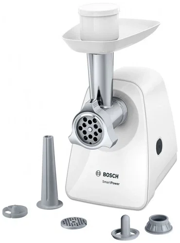 Мясорубка BOSCH MFW 2520W белый (3350Вт, 1,7кг/мин, насадки)