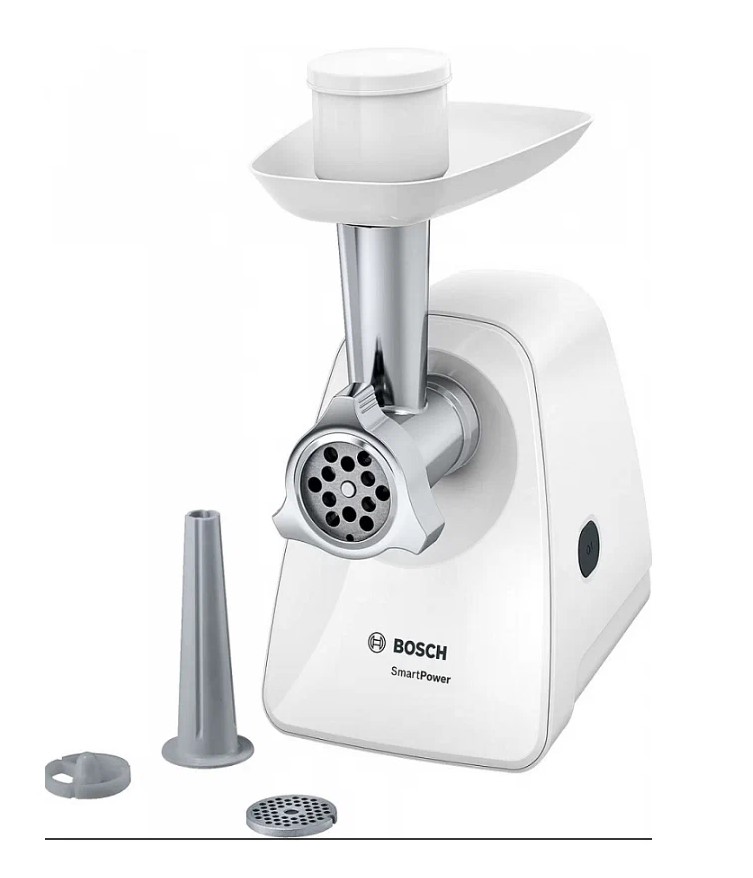 Мясорубка Bosch MFW2510W 1500Вт, произв.1.7 кг/мин, 3 насадки, 2 диска, для колбас.