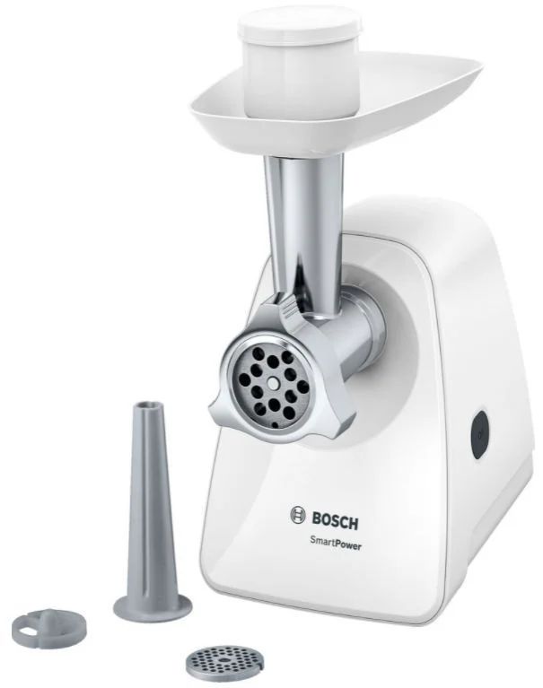 Мясорубка Bosch MFW2510W 1500Вт, произв.1.7 кг/мин, 3 насадки, 2 диска, для колбас.