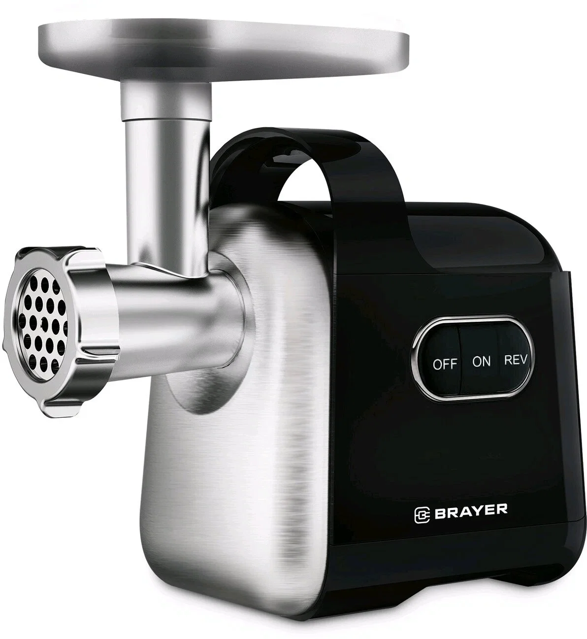 Мясорубка BRAYER BR1602, 2000 Вт, реверс, насадки кеббе, колбасы, овощей, отсек для хранен, 2 диска