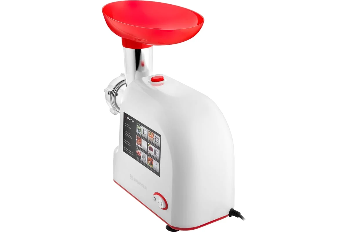 Мясорубка BRAYER BR1603, 1500 Вт, реверс, (7 в 1, насадки для резки, тёрки и шинковки)