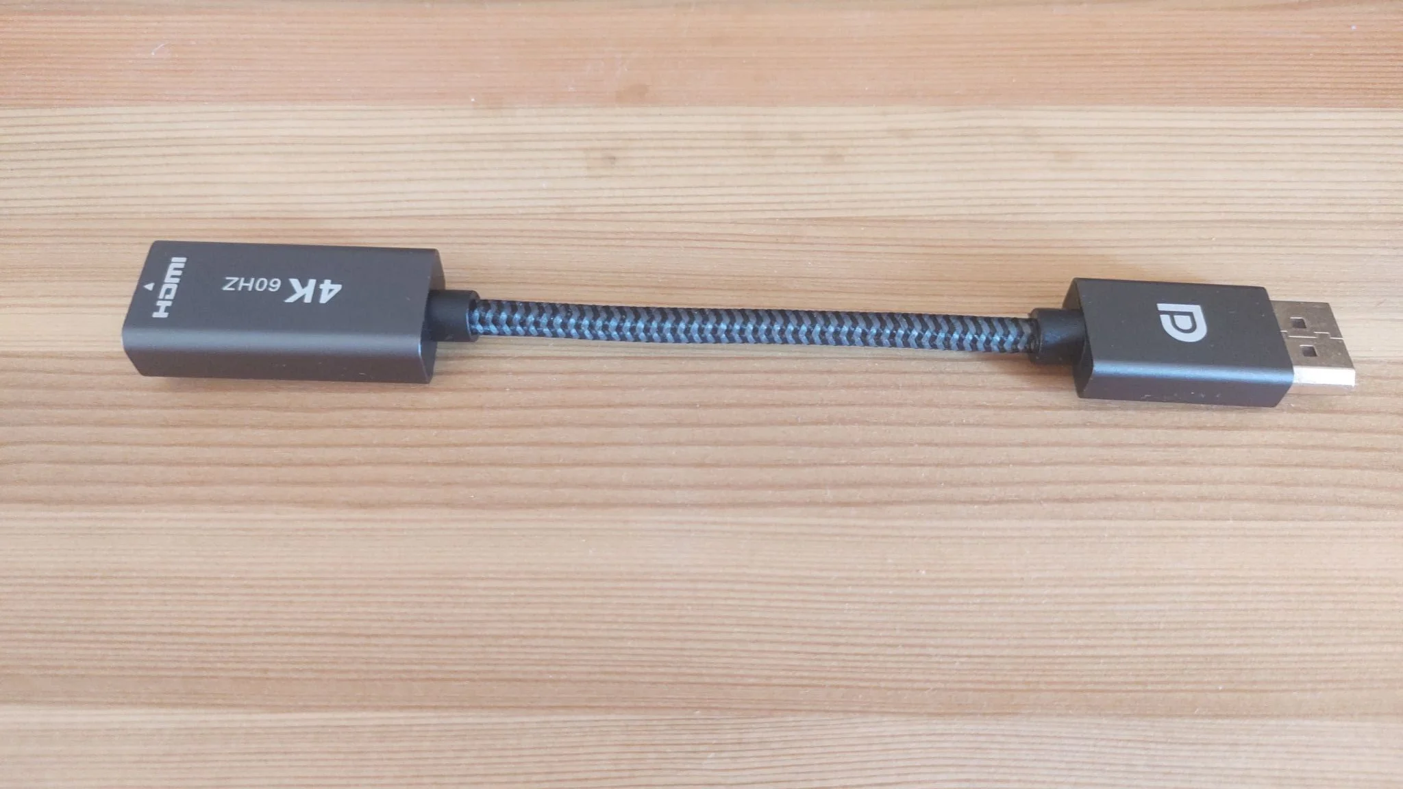 Кабель-переходник DP --> HDMI-F 0.2m , серый металлик, оплетка, 4K@60Hz, Telecom