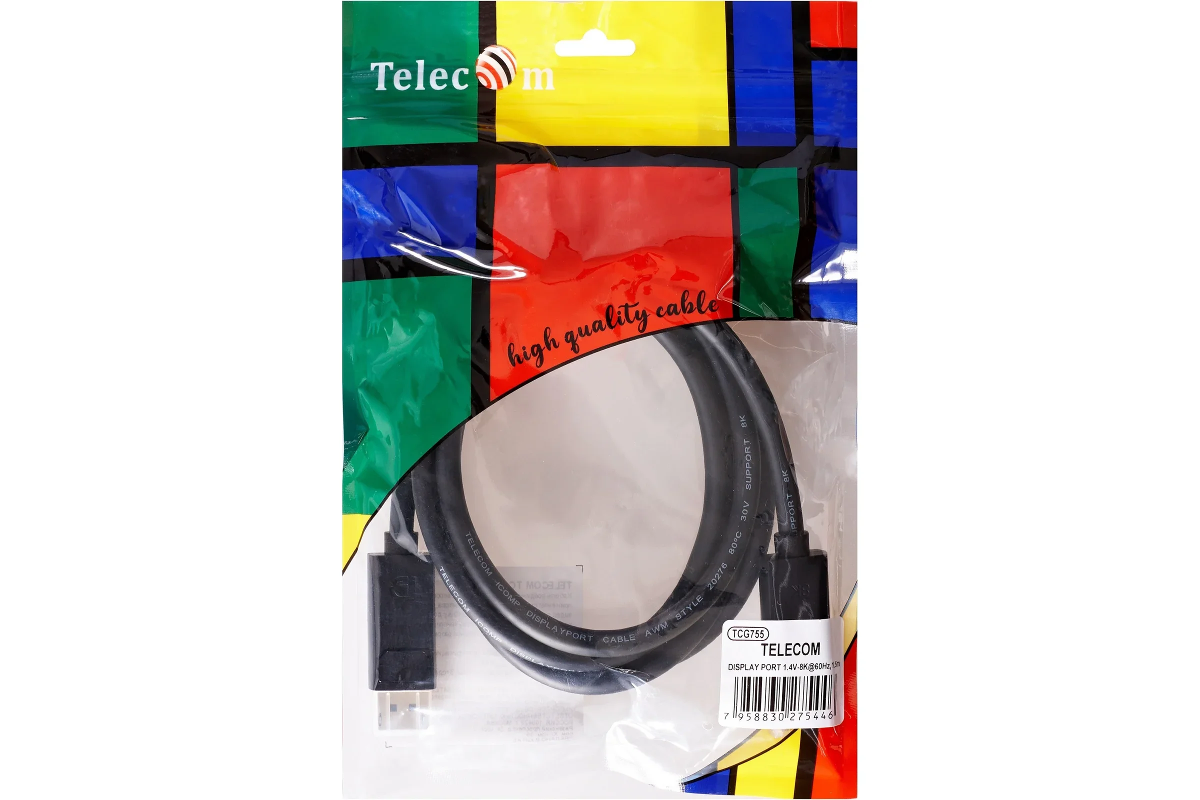 Кабель соединительный DP-DP 1.4V 8K@60Hz  1м , медь, Telecom <TCG755-1M>