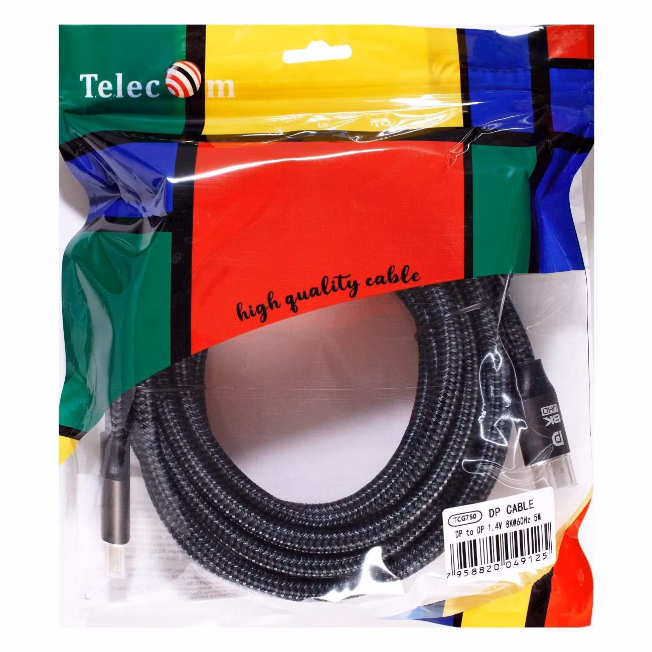 Кабель соединительный DP-DP 1.4V 8K@60Hz 5м, медь, Telecom Pro <TCG750-5M>