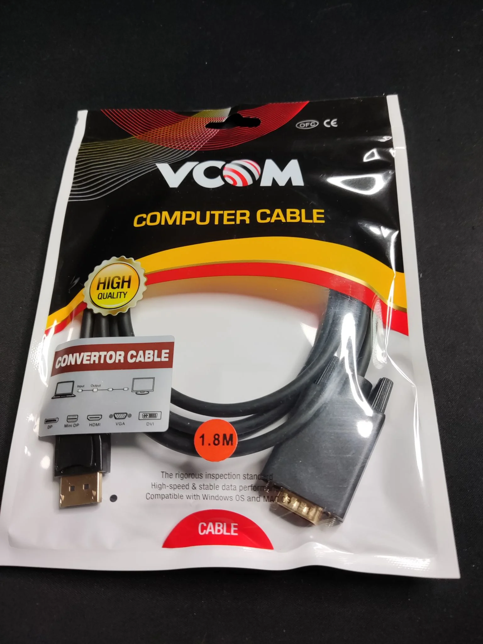 Кабель-переходник DP --> VGA_M/M 1,8м VCOM