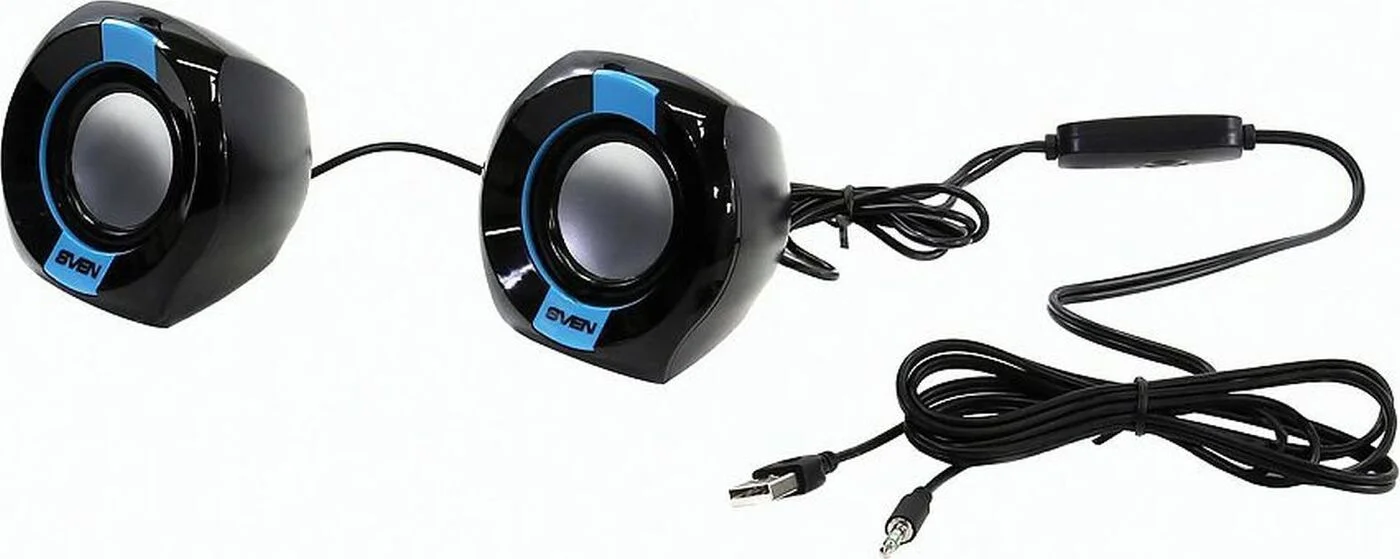 SVEN 150, чёрный-синий, USB, акустическая система 2.0, мощность 2x2,5 Вт(RMS)
