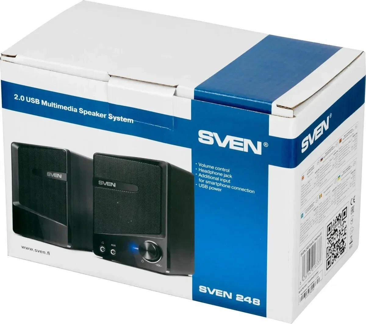 SVEN 248, чёрный, USB, акустическая система 2.0, мощность 2x3 Вт(RMS)