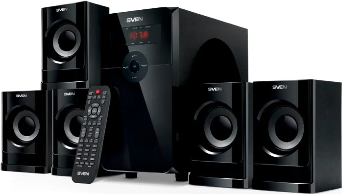 SVEN HT-201, черный (80 Вт, Bluetooth, пульт, дисплей, FM, USB, SD)