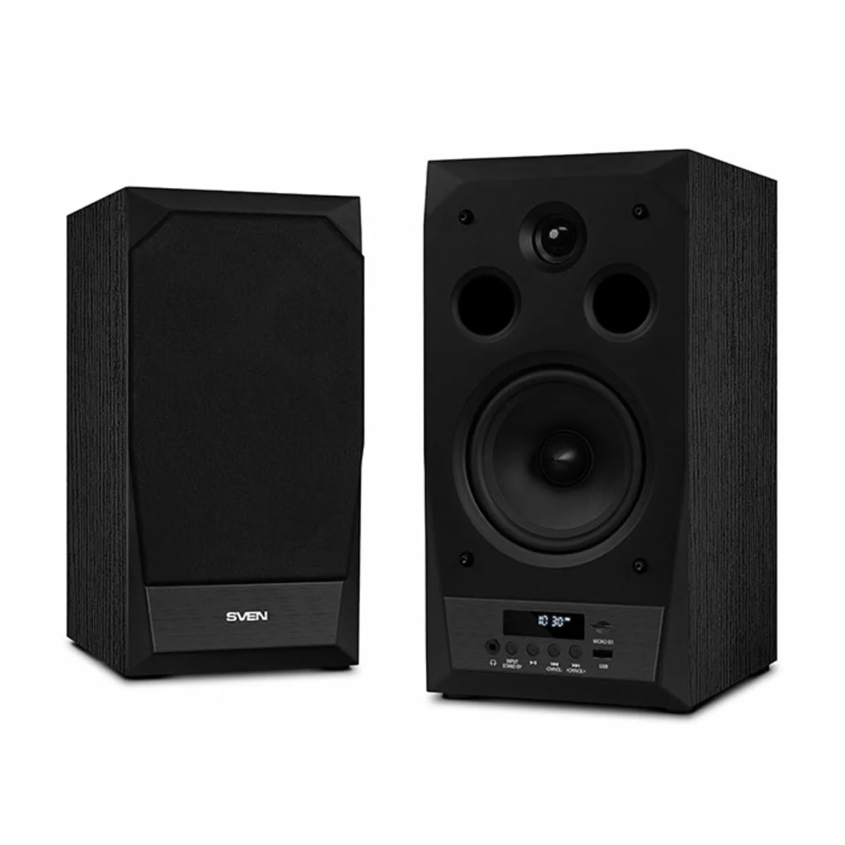 SVEN MC-20, чёрный, акустическая система 2.0, мощность 2x45Вт (RMS), FM-тюнер, USB/microSD, дисплей, пульт ДУ, Bluetooth