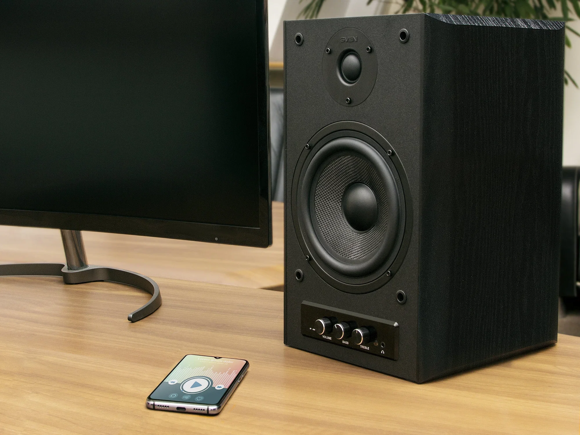 SVEN MC-30, чёрный, акустическая система 2.0, мощность 2x100Вт (RMS), пульт ДУ, Bluetooth, Optical 1