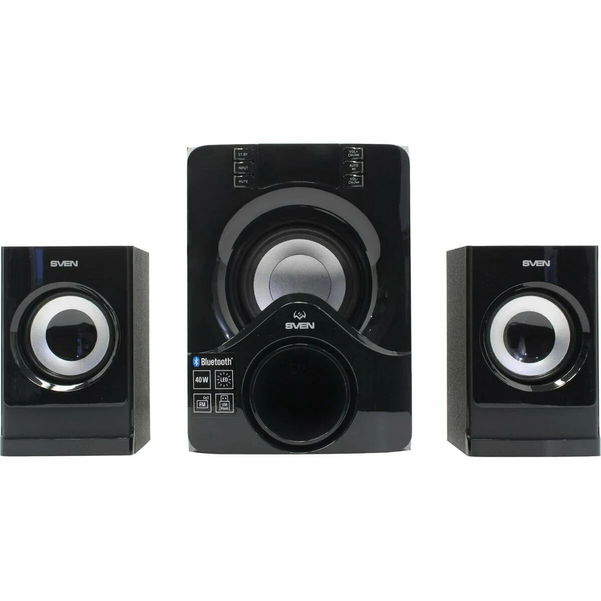 SVEN MS -312, черный (40 Вт, Bluetooth, подсветка, пульт, дисплей, FM, USB)