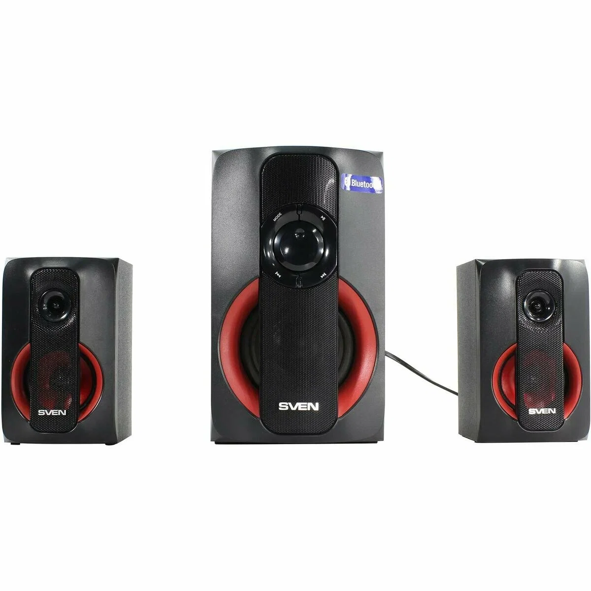 SVEN MS-304, черный, акустическая система 2.1, мощность (RMS): 20 Вт + 2x10 Вт, FM-тюнер, USB/SD, дисплей, ПДУ, Bluetoot