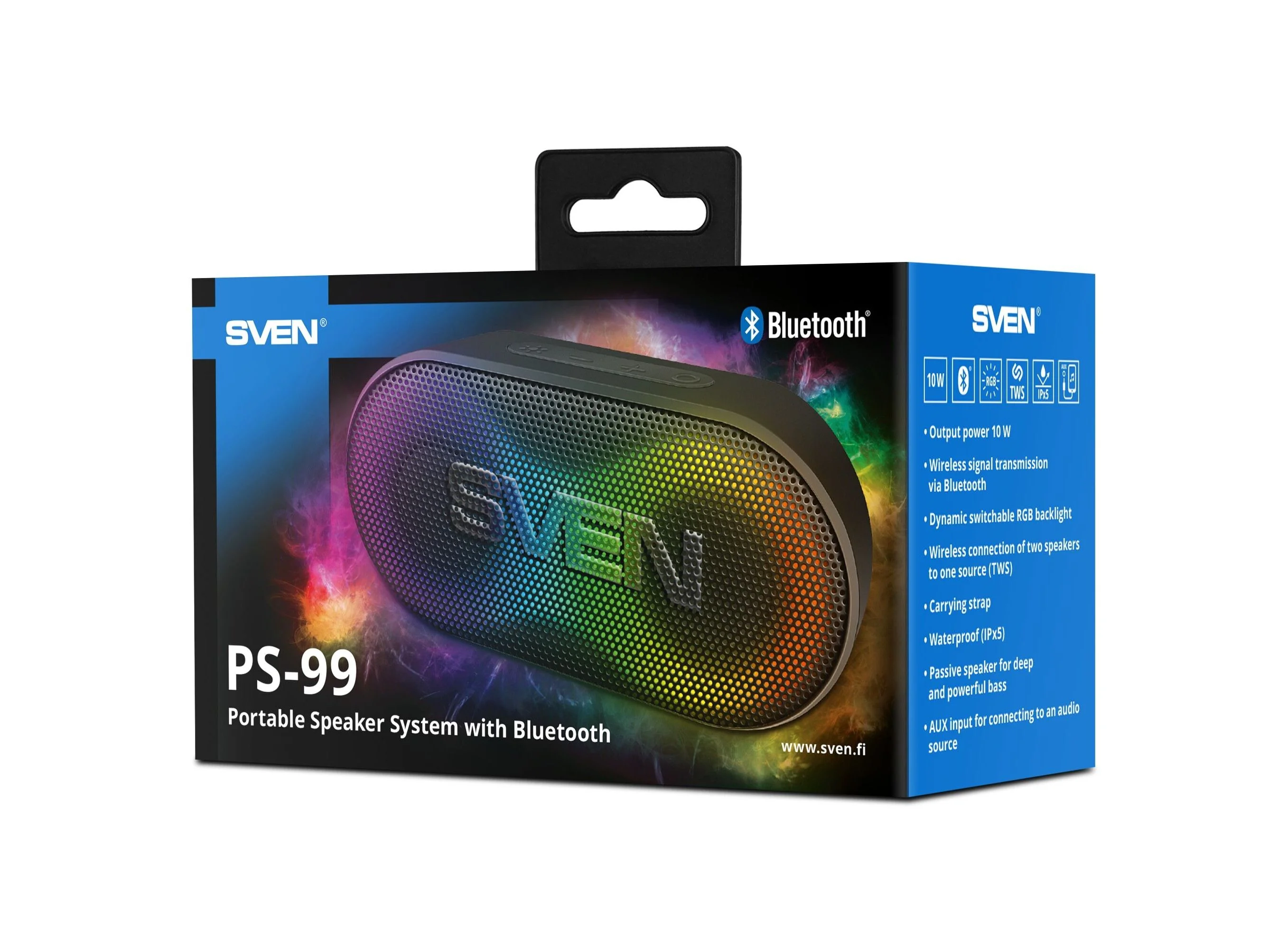 SVEN PS -99, черный (10 Вт, Waterproof (IPx5), TWS, Bluetooth, 1800мА*ч)