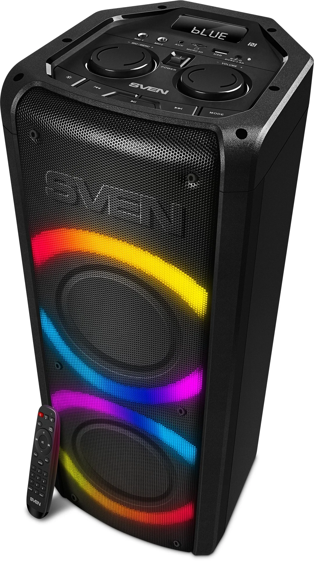 SVEN PS-710, черный (100 Вт, TWS, Bluetooth, FM, USB, microSD, LED-дисплей, 4400мА*ч)
