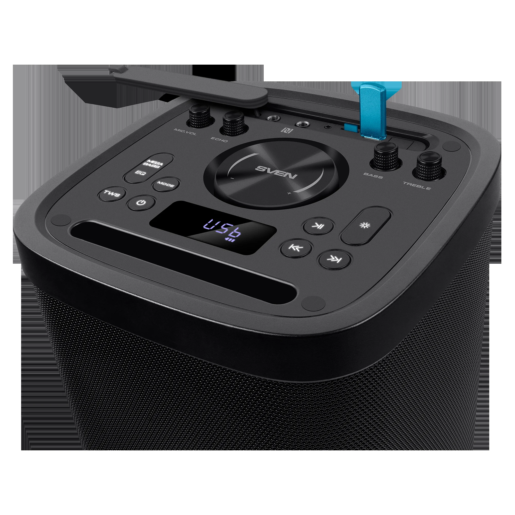 SVEN PS-950, черный (160 Вт, TWS, Waterproof(IPx4), Bluetooth, FM, USB, microSD, LED-дисплей,8800мА*ч)