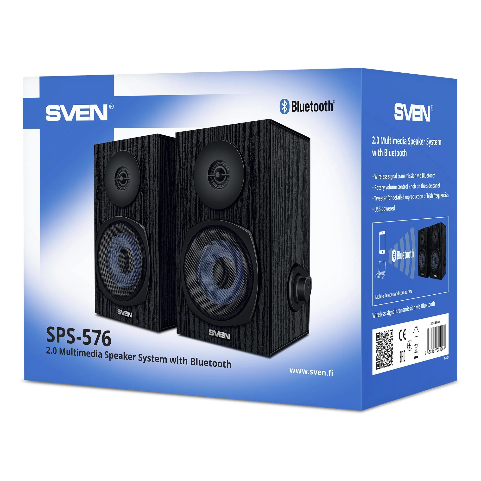SVEN SPS-576, черный (8 Вт, питание USB, Bluetooth)
