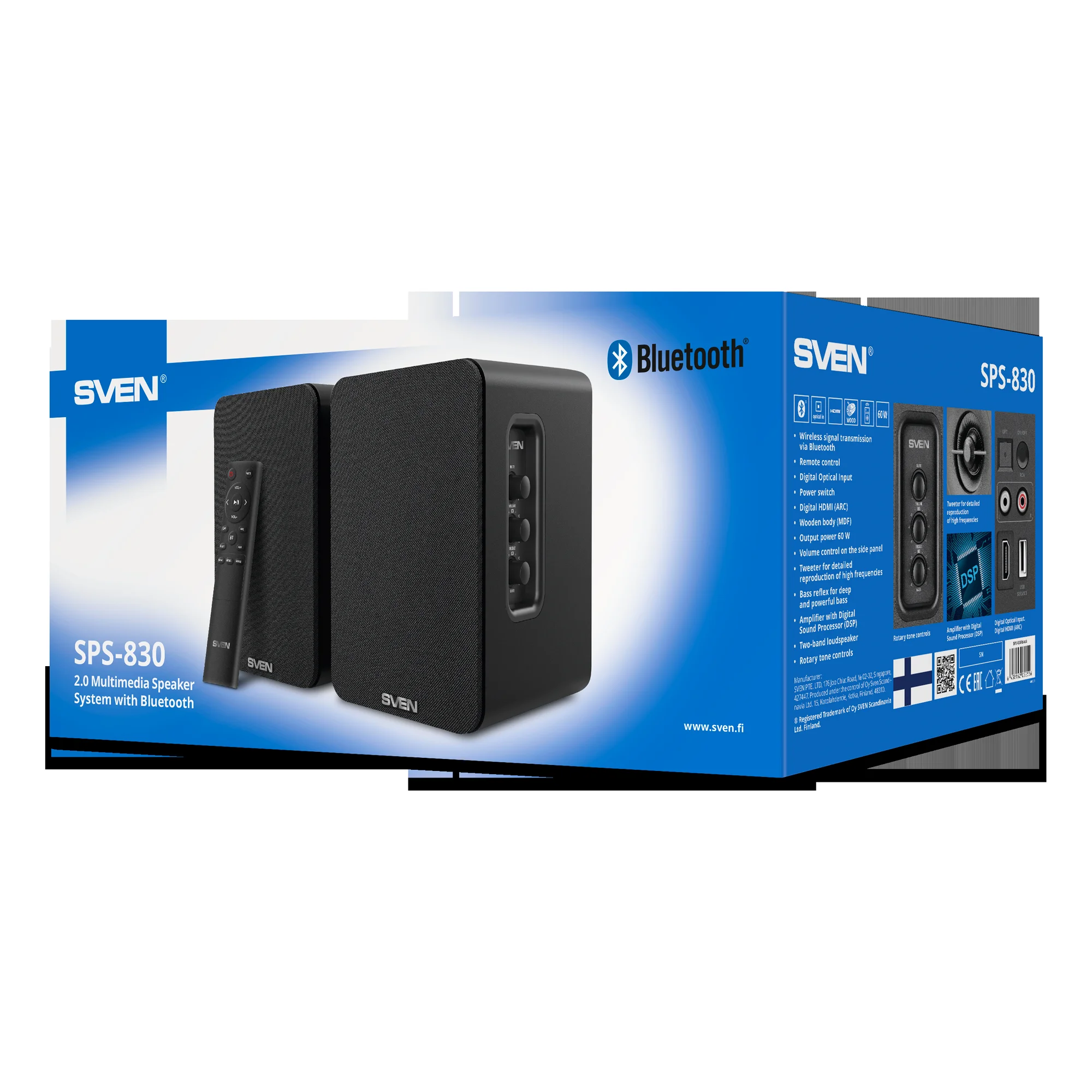 SVEN SPS-830, черный (60 Вт, Bluetooth, HDMI, RCA, OPT, USB, microSD, пульт)