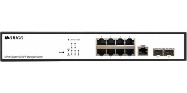 Коммутатор Managed L2 Switch 8x1000Base-T, 2x1000Base-X SFP, RJ45 Console, 19" w/brackets