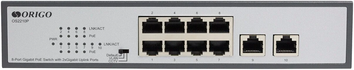 Коммутатор Managed L2 Switch 8x1000Base-T, 2x1000Base-X SFP, RJ45 Console, 19" w/brackets