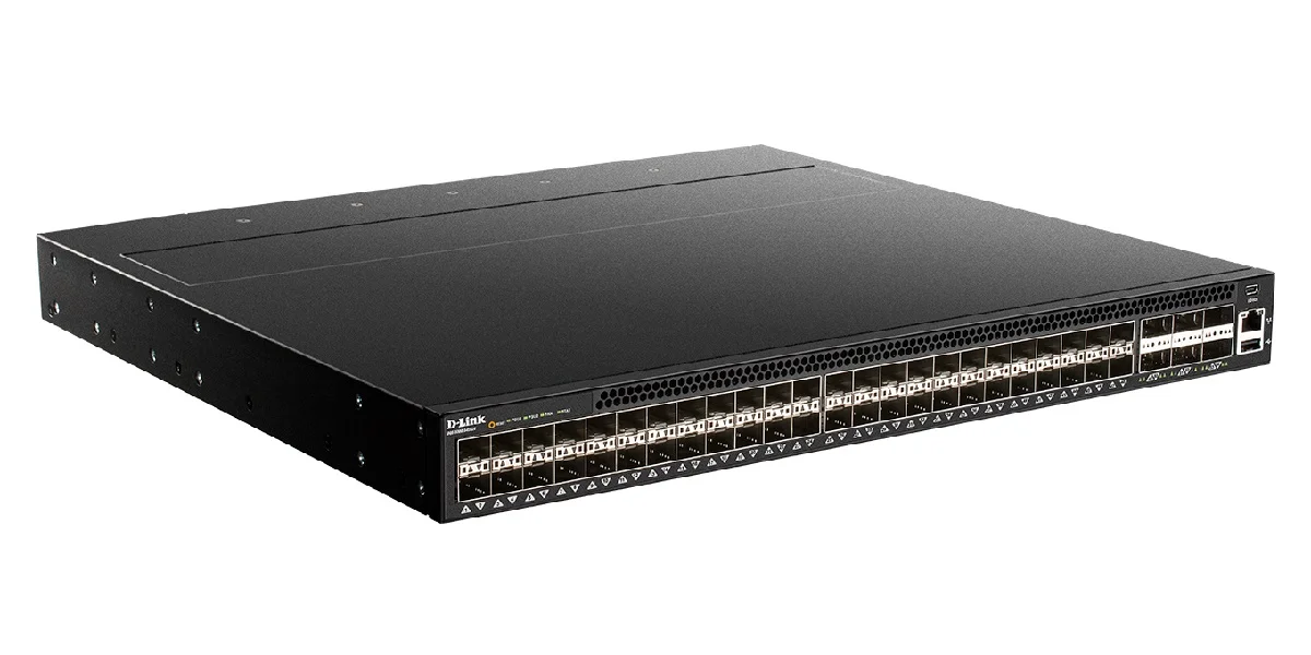 Коммутатор Managed L3 Switch 48x10Gbase-X SFP+, 6x40Gbase-X QSFP+, CLI, 1000Base-T Management, mini-USB Console, USB, w/D-Link OS