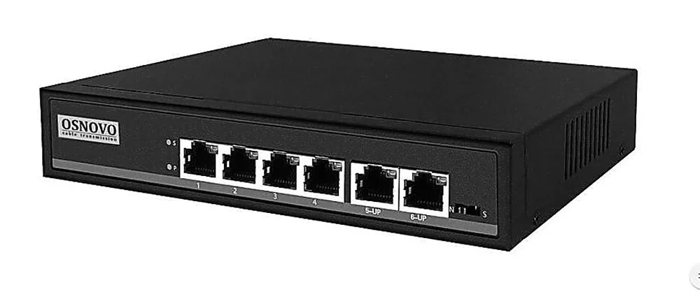Коммутатор Osnovo SW-20600/A(80W) 6x100Mb 4PoE+ 80W неуправляемый
