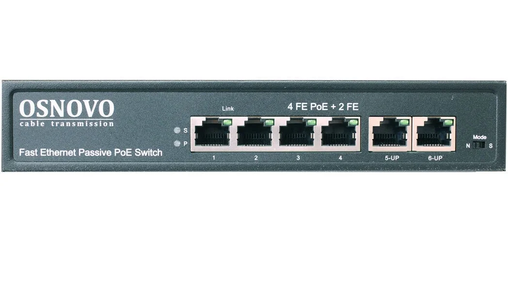 Коммутатор Osnovo SW-20600/A(80W) 6x100Mb 4PoE+ 80W неуправляемый