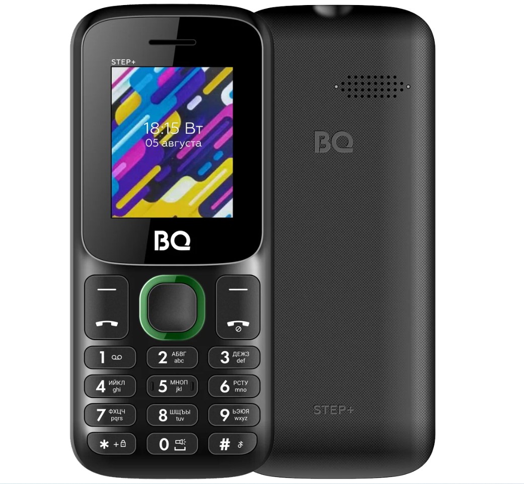 Мобильный телефон BQ 1848 Step+ Black+Green (SIM- карт 2 шт, 1000 мА-ч, microSD, диагональ 3.4")
