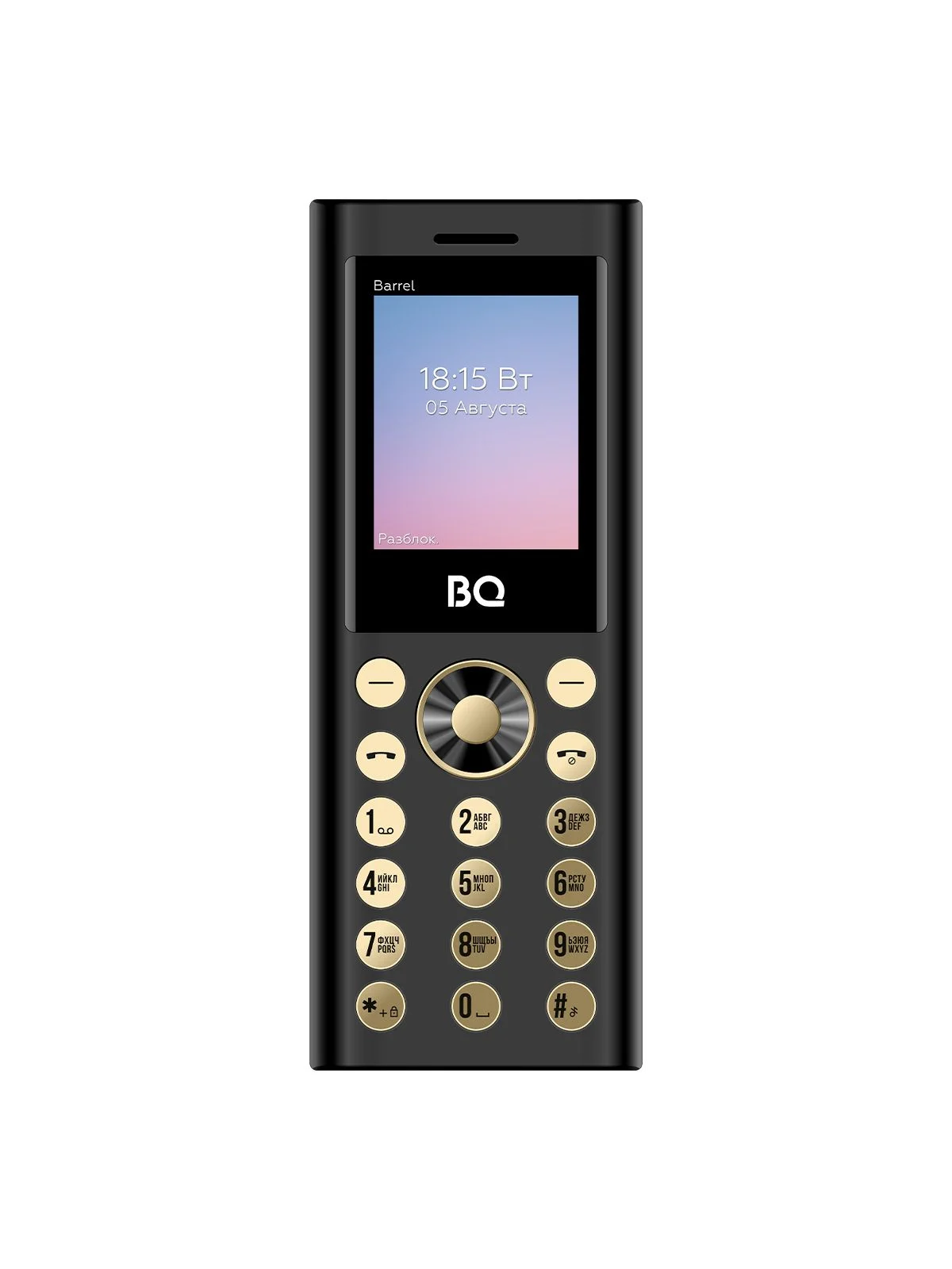 Мобильный телефон BQ 1858 Barrel Black+Gold ( 3 Sim, 0,08Мп, 800мАч, 1,77", Type-S)