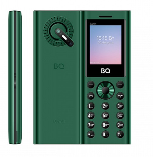 Мобильный телефон BQ 1858 Barrel Green+Black ( 3 Sim, 0,08Мп, 800мАч, 1,77", Type-S)