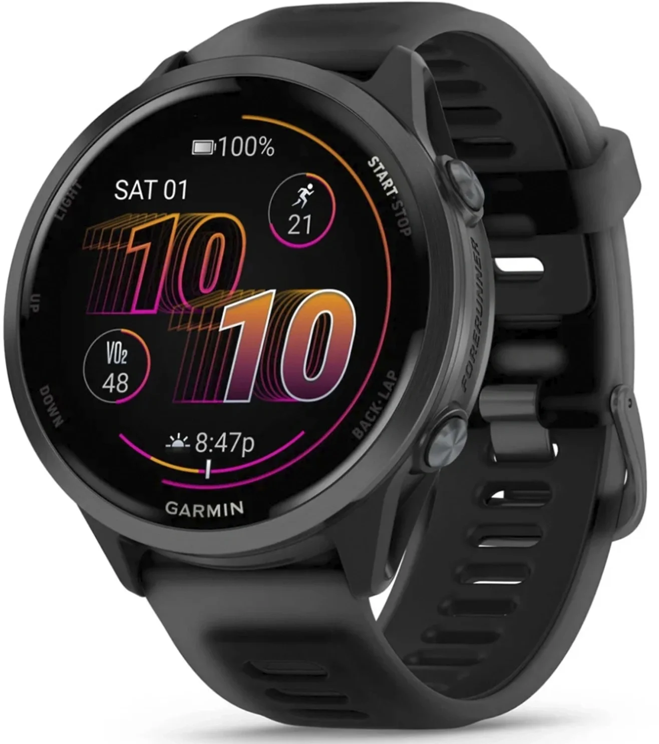 Смарт-часы Garmin Forerunner 570 черный, темно-серый безель, черный ремешок 47мм