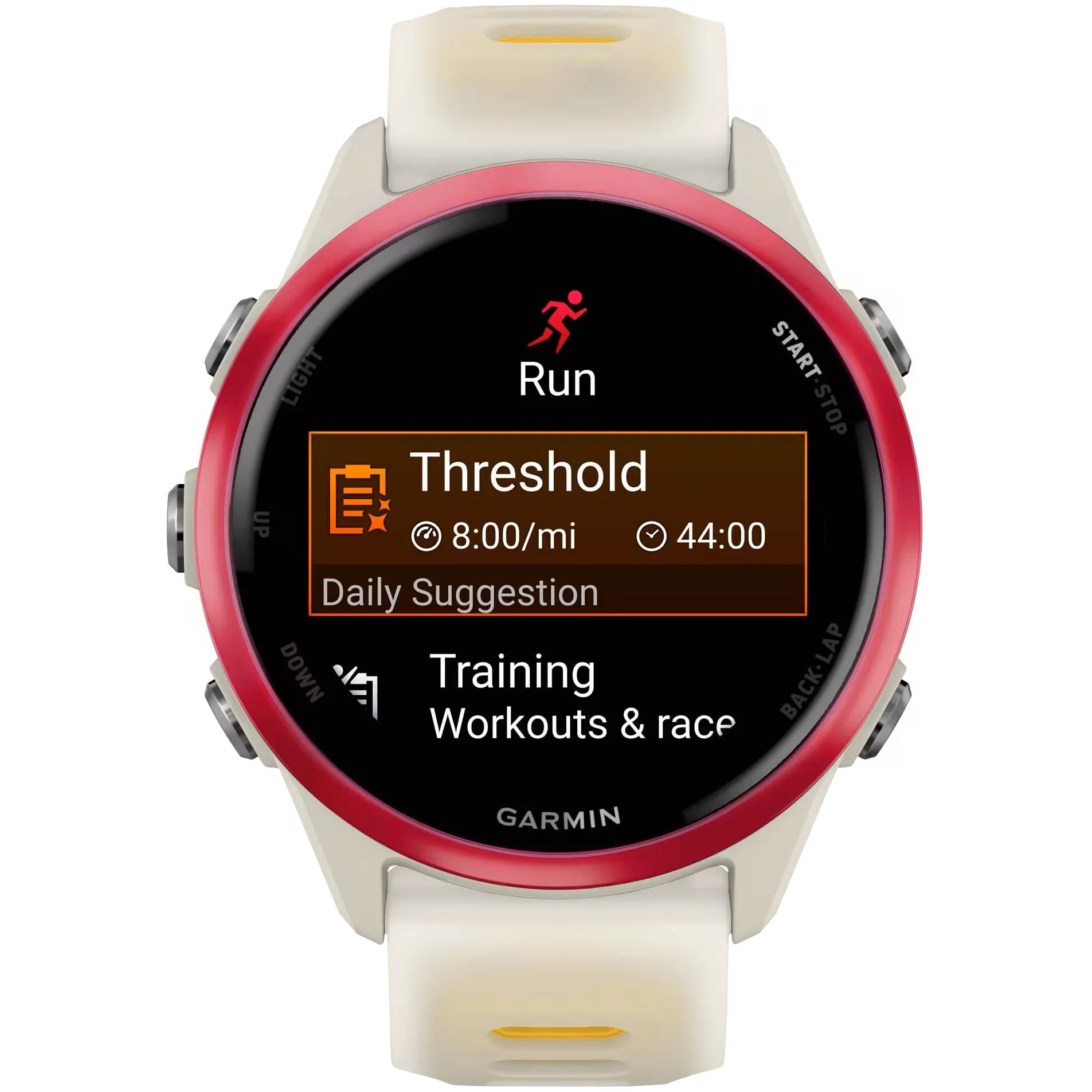 Умные часы Garmin Forerunner 570 белый, желный безель, бирюзовый ремешок 47мм