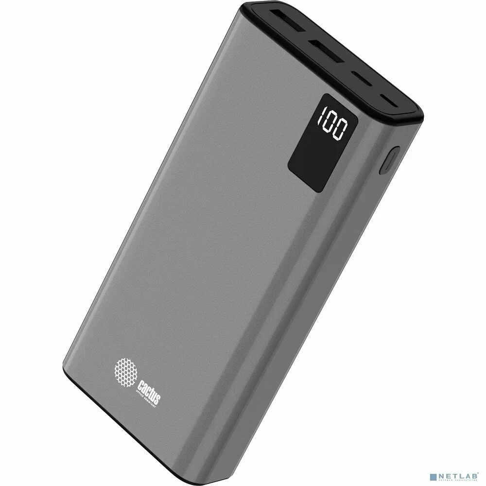 Портативный аккумулятор Cactus CS-PBFSFA-20000 20000mAh 4.5A 2xUSB-A/USB-C серый