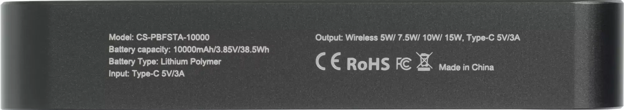 Портативный аккумулятор Cactus CS-PBFSTA-10000 10000mAh 22.5W 4.5A USB-C беспров.зар. серый