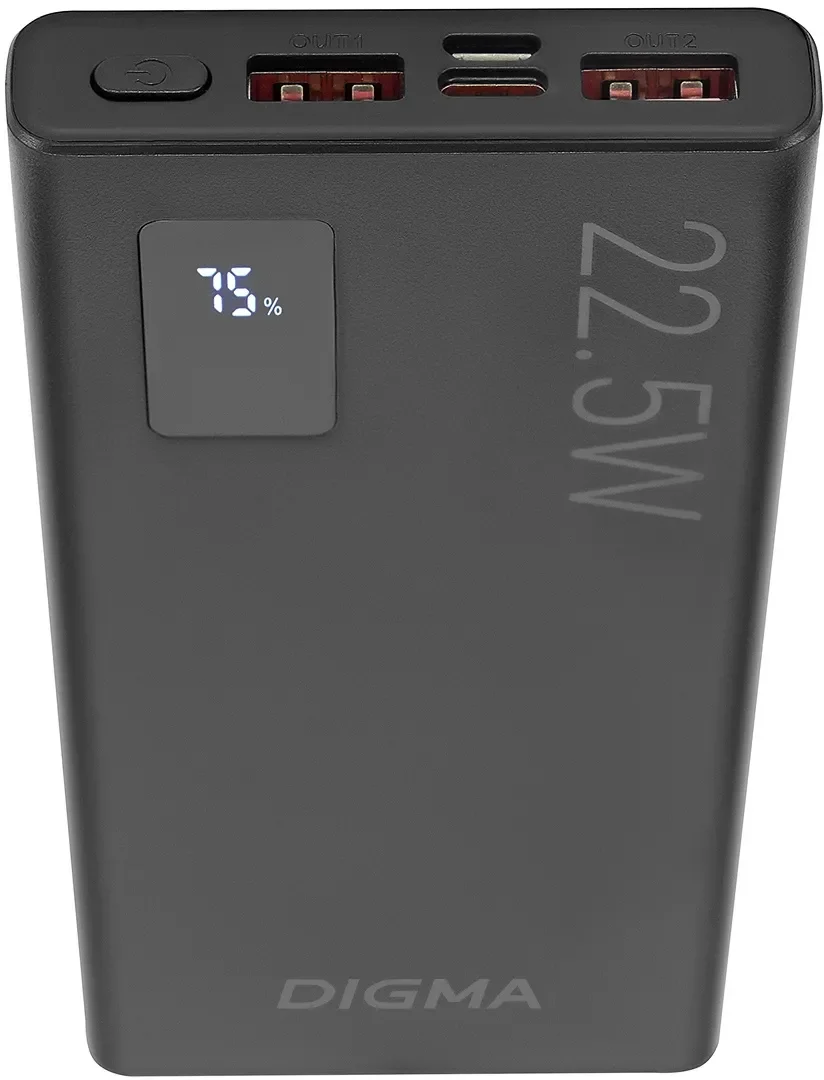 Портативный аккумулятор Digma DGPF10A 10000mAh QC3.0/PD3.0 22.5W 5A 2xUSB-A/USB-C черный
