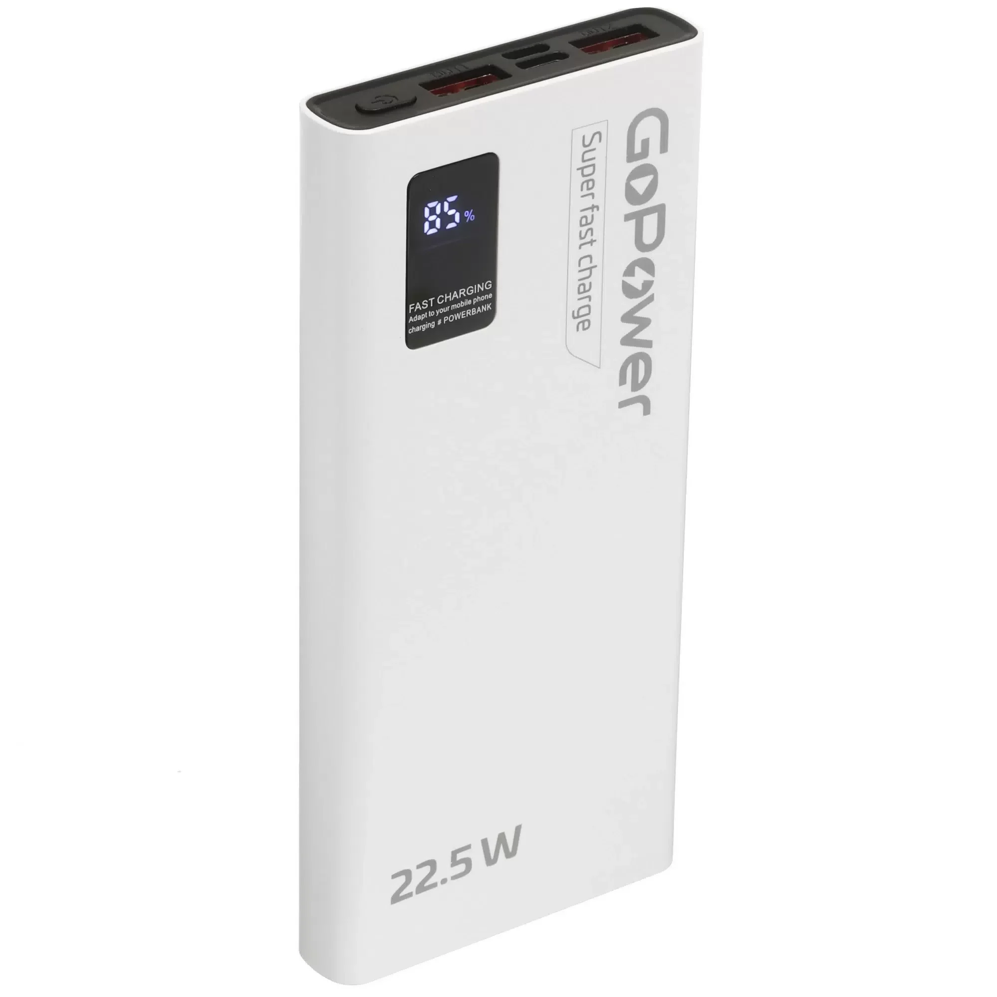 Портативный аккумулятор GoPower PB03-10 10000mAh 3.0A 22.5W 2USB/Type-C белый (1/50)