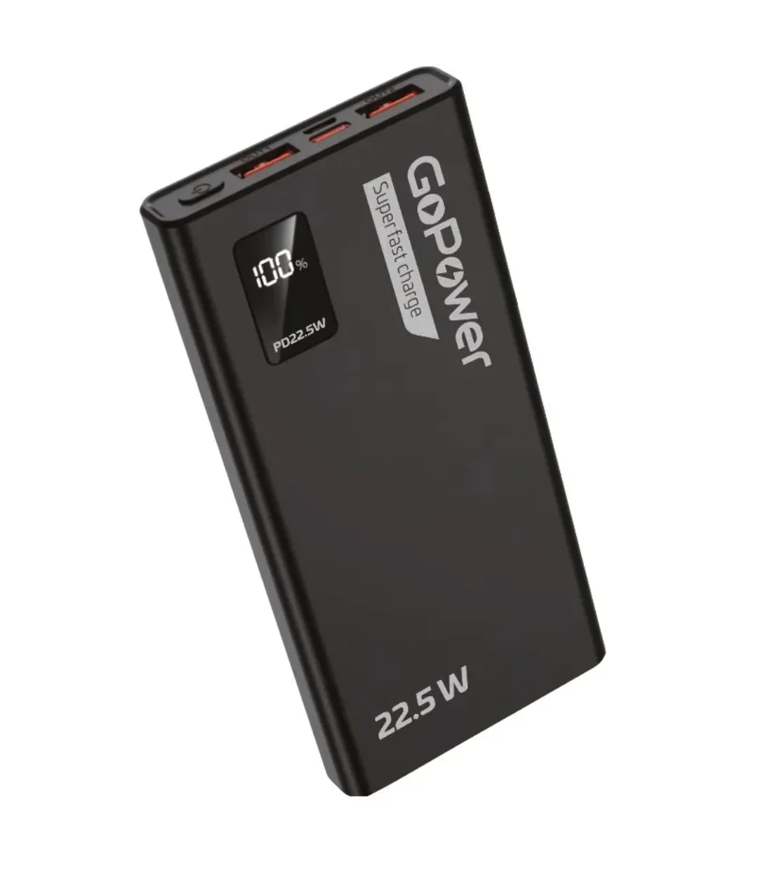 Портативный аккумулятор GoPower PB03-10 10000mAh 3.0A 22.5W 2USB/Type-C черный (1/50)