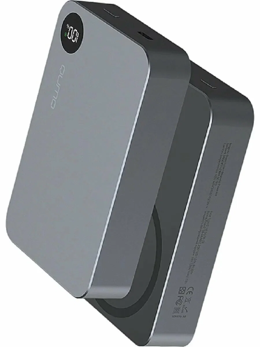 Портативный аккумулятор QUMO Future Magnetic PowerAid 10000mAh W15 темно-серый FMPA-10C-S1