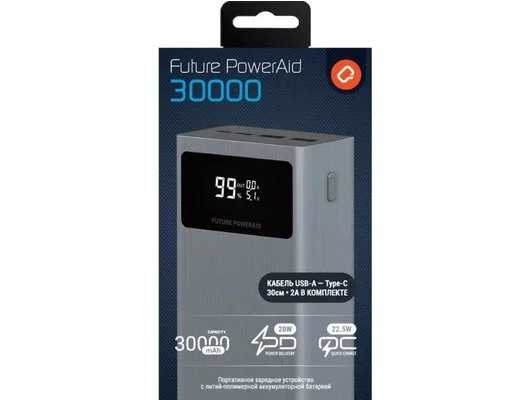 Портативный аккумулятор QUMO Future PowerAid 30000mAh темно-серый FPA-30C-S1