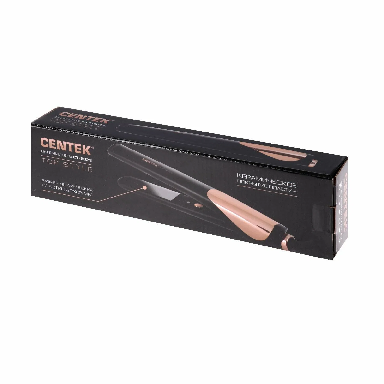 Выпрямитель для волос Centek CT-2023 черный/золотистый, 22 мм, 220 °C, 1 режим