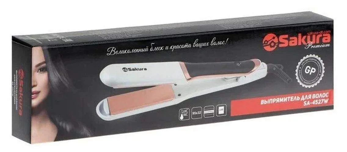 Выпрямитель для волос Sakura SA-4532R керам 90х25мм роза