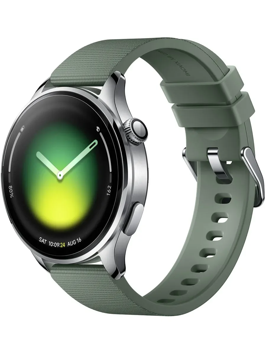 Смарт-часы Xiaomi Watch 5 47мм 1.54" AMOLED корп.серебристый рем.зеленый разм.брасл.:135-205мм (BHR07WPGL)